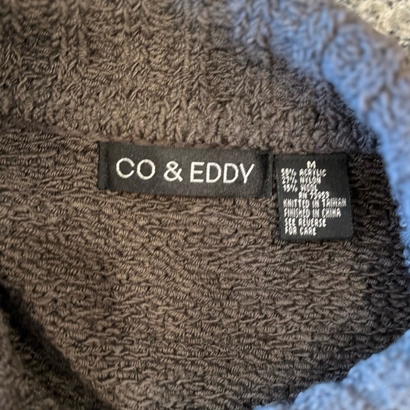 Chunky Knit CO & EDDY Button Up Cardigan Sweater Taupe Brown Women M - Picture 11 of 11